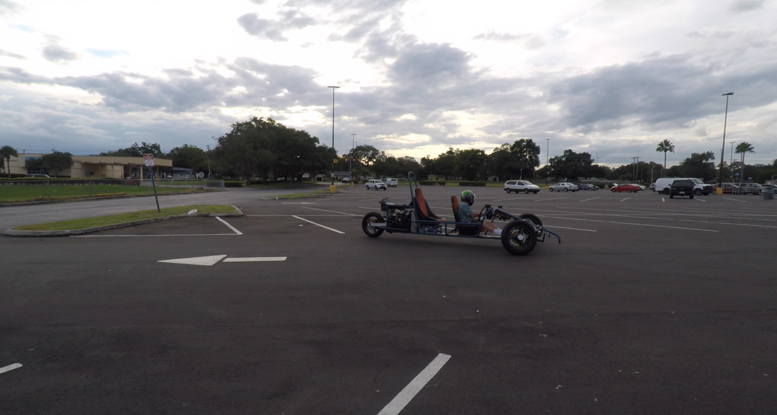 Second Prototype Trike Driving in Parking Lot