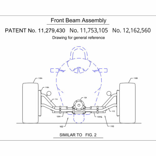 Front Beam Assembly Drawing from Patent No. 11,279,430 US 11,753,105 & US 12,162,560